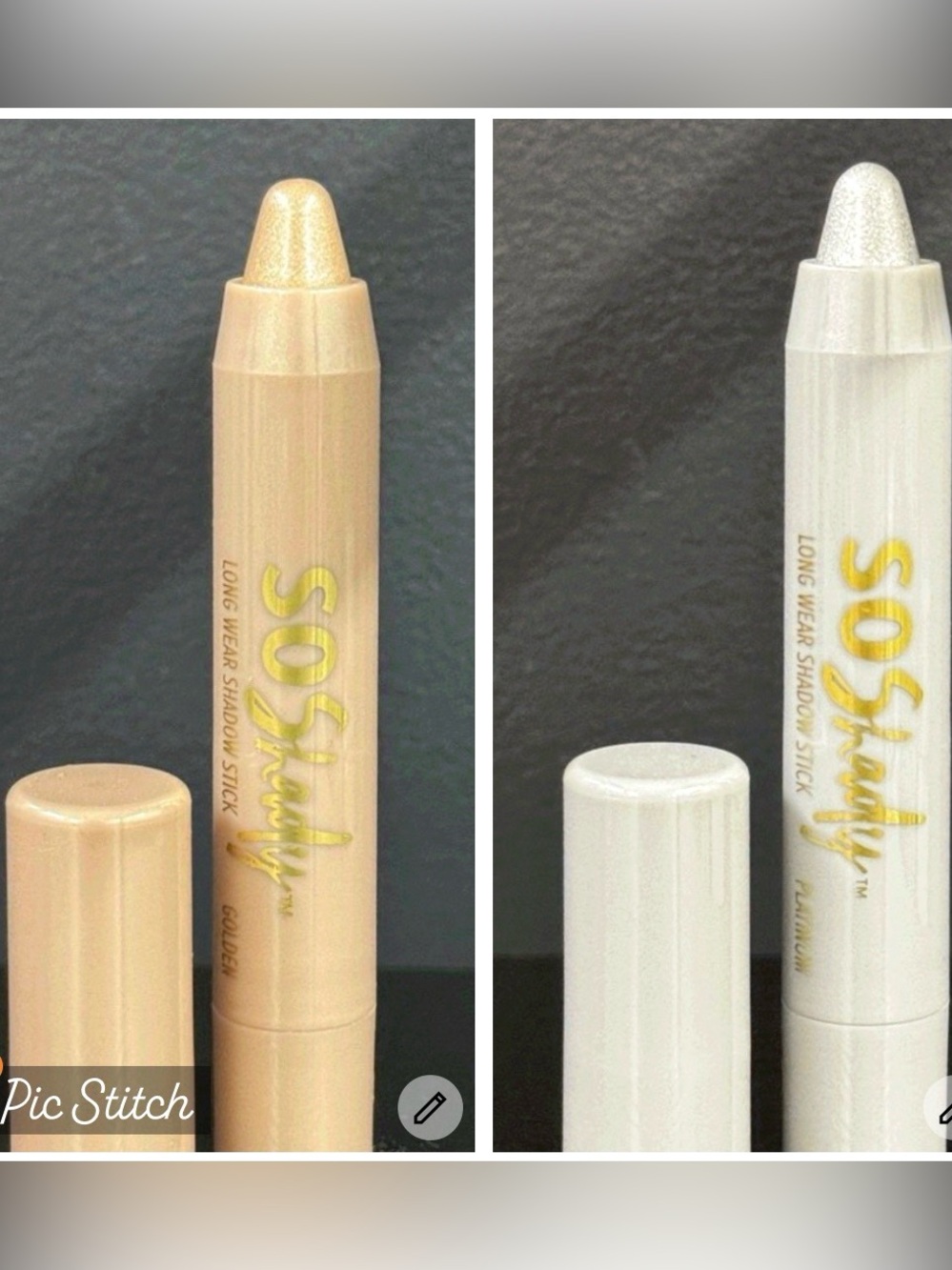 Belle by Kim Gravel SO Shady Long Wear Eyeshadow Sticks - Golden & Platinum NWT